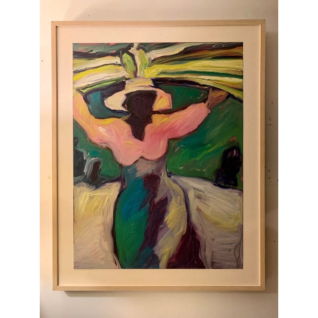 Green Vintage Jill Logan Abstract Expressionist Painting on Canvas For Sale - Image 8 of 8