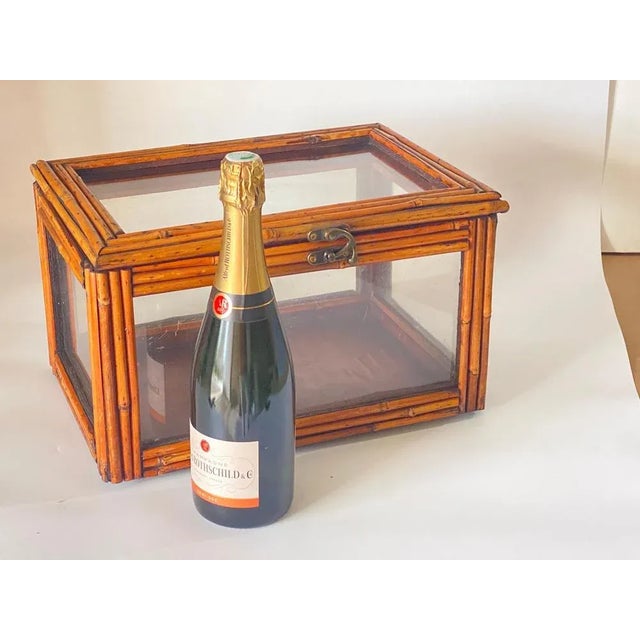 Gold Brown Faux Bamboo Rectangular Tissue Box, France, 1940s For Sale - Image 8 of 9