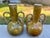 This is a pair of antique French Art Nouveau barbotine majolica vases, featuring applied and hand painted pink flowers and...