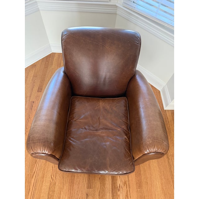 Restoration Hardware 1920s Parisian Leather Club Chair (2) For Sale In New York - Image 6 of 6