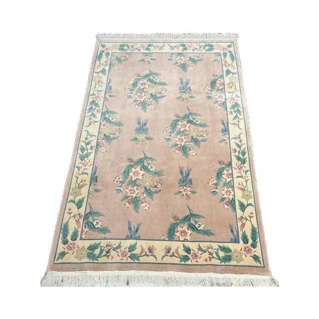 1990s Handwoven Chinese Floral Area Rug 6x9 For Sale In Dallas - Image 6 of 11
