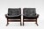 Vintage Siesta Chairs and Ottoman in Brown Leather and Plywood by Ingmar Relling for Westnofa, 1960s, Set of 3 For Sale - Image 3 of 5