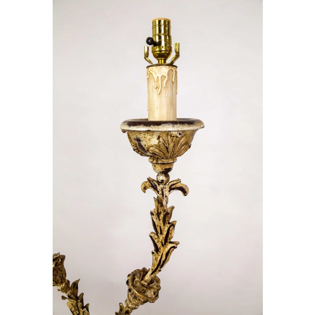 Taupe 1970s Tall Curved Metal Foliate Lamps - Pair For Sale - Image 8 of 12