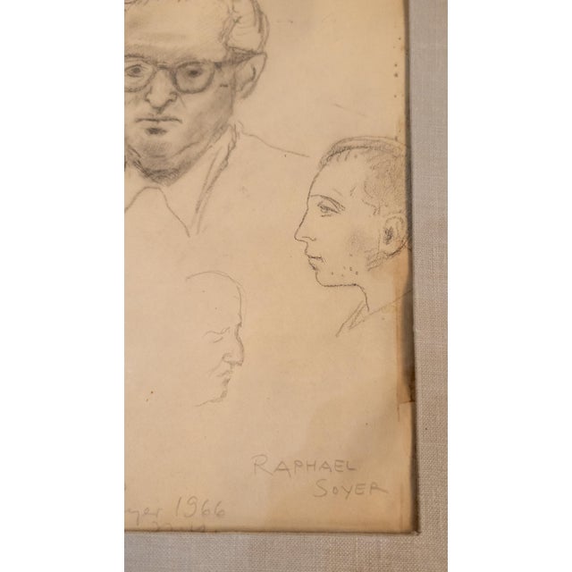 Mid-Century Pencil Sketch Study by Raphael Soyer With Inscription 1966 For Sale - Image 9 of 12