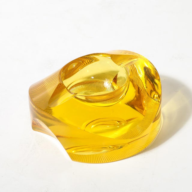 Mid-Century Modernist Citrine Crystal Ashtray Signed Moser For Sale In New York - Image 6 of 17