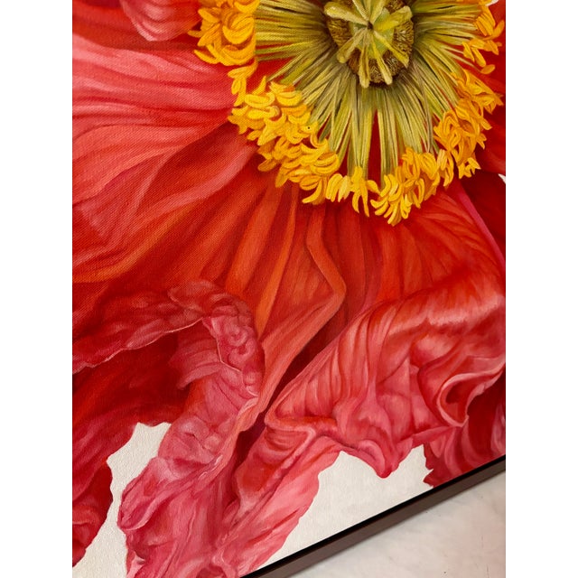 Iceland Poppy Framed Oil on Canvas by Shelly Gurton Titled "Riva" For Sale - Image 10 of 11