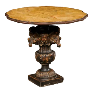 Italian Carved-Pedestal Side Table, 19th Century