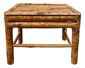 Vintage Chinoise Burnt Bamboo Plant Stand or Riser