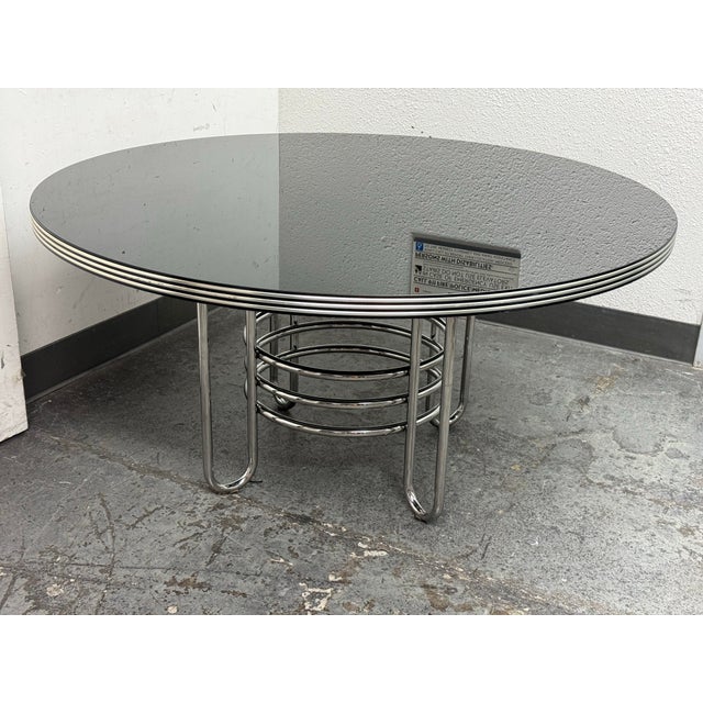 Late 20th Century Attribute to Donald Deskey French Art Deco Table + Eight Chairs Set For Sale - Image 9 of 12