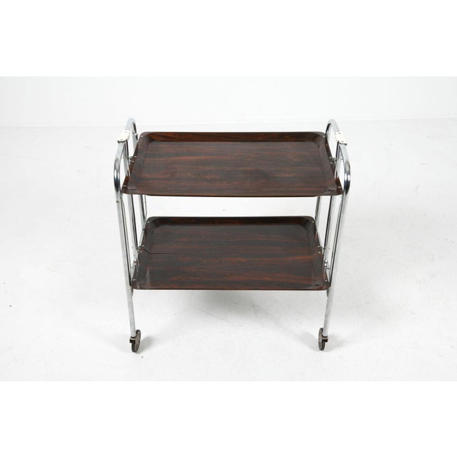 1970s French Chrome Folding Bar Cart, C. 1970s For Sale - Image 5 of 11