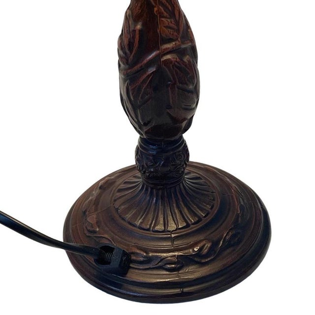 Late 20th Century Tiffany Style Table Lamp with Stained Glass Shade and Decorative Base, 1980s For Sale - Image 5 of 7
