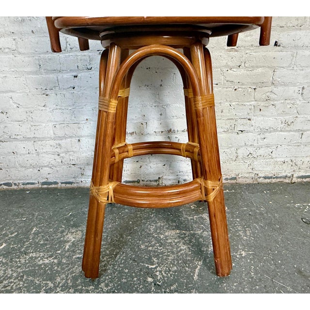 Mid 20th Century Rattan Backed Swivel Bar Stool For Sale - Image 10 of 11