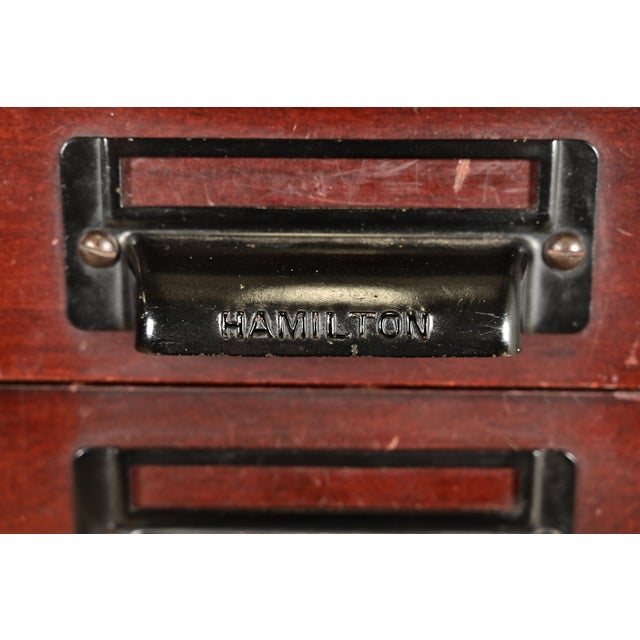 Antique Arts & Crafts Mahogany 20-Drawer Architect's Blueprint Flat File Cabinet by Hamilton, Circa 1900 For Sale - Image 9 of 14