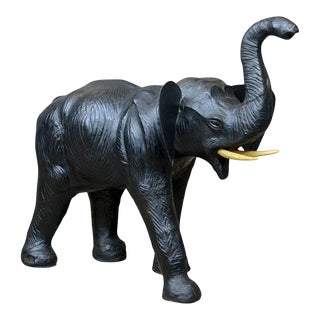 Mid 20th Century Leather Elephant Sculpture For Sale