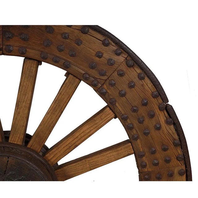 Early 19th Century Antique Chinese Large Country Wagon Wheel For Sale - Image 4 of 12