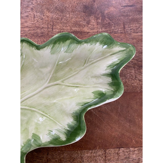 Late 20th Century Late 20th Century Vietri Italy Italian Pottery Cabbage Style Leaf Tray For Sale - Image 5 of 6
