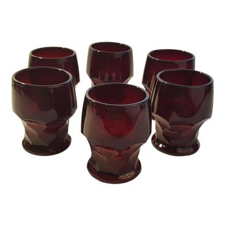 Anchor Hocking Royal Ruby Georgian Tumbler, Set of 6 For Sale