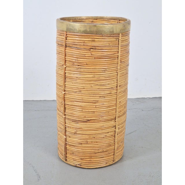 Vintage Bamboo and Brass Umbrella Stand, Italy, 1970s For Sale - Image 6 of 6