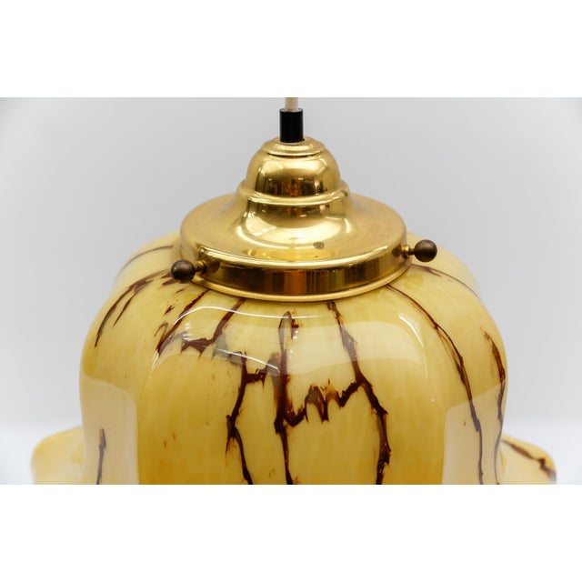 Art Deco Pendant Lamp in Marbled Glass, Germany, 1940s For Sale - Image 10 of 11