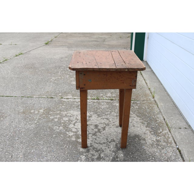 Very cool rustic farm side table/stand out of Kentucky. Chippy chestnut color, scrap wood and old nails make up this...