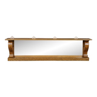 Antique Victorian Quartersawn Oak American Empire Mantel Mirror Backsplash 60" For Sale