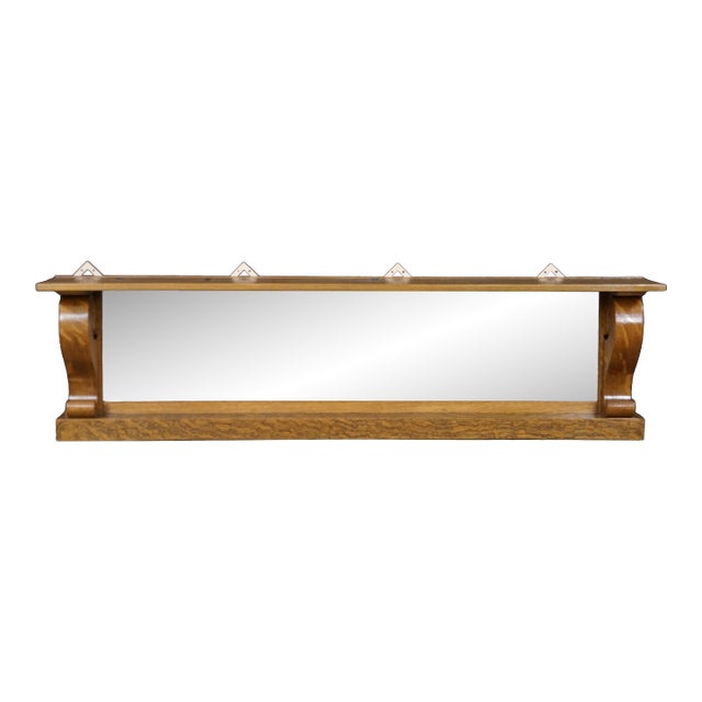 Antique Victorian Quartersawn Oak American Empire Mantel Mirror Backsplash 60" For Sale