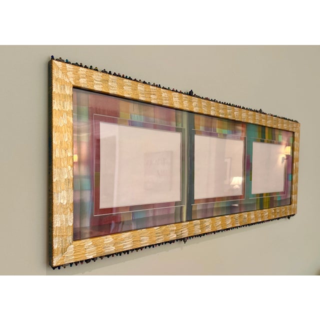 Fun and funky hand painted triple picture frame for pictures, artwork, quotes or household rules! The wood frame is...