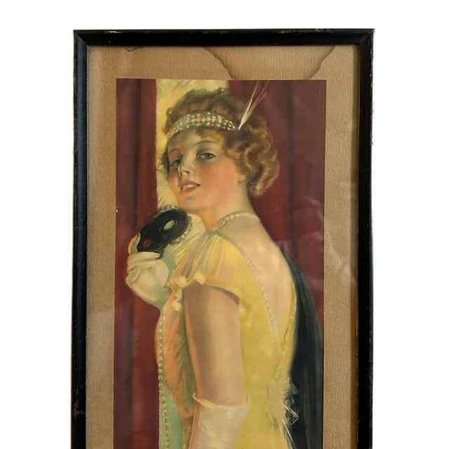 Antique Art Deco 1917 Pabst Brewing Yard Long Advertising Flapper Girl Print This is an antique circa 1917 framed...