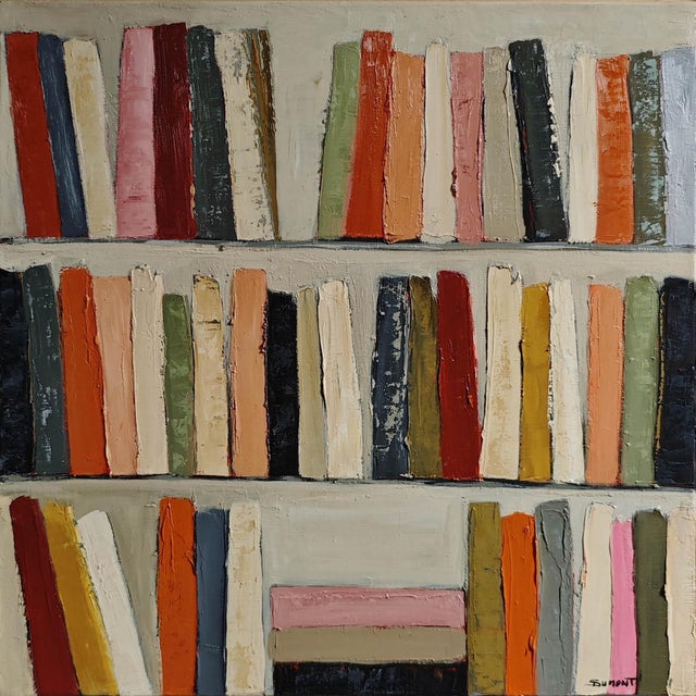 À demi-mot is an original oil painting from the Bibliothèques series by French contemporary artist Sophie Dumont. Three...