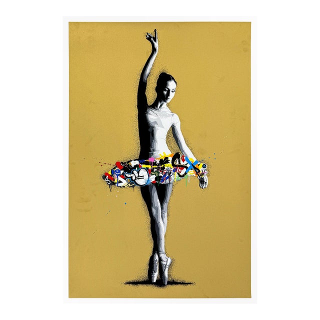 Martin Whatson, Passe (Gold), Rare and Unique Unreleased Test Print, Framed, Street Art, 2019 For Sale