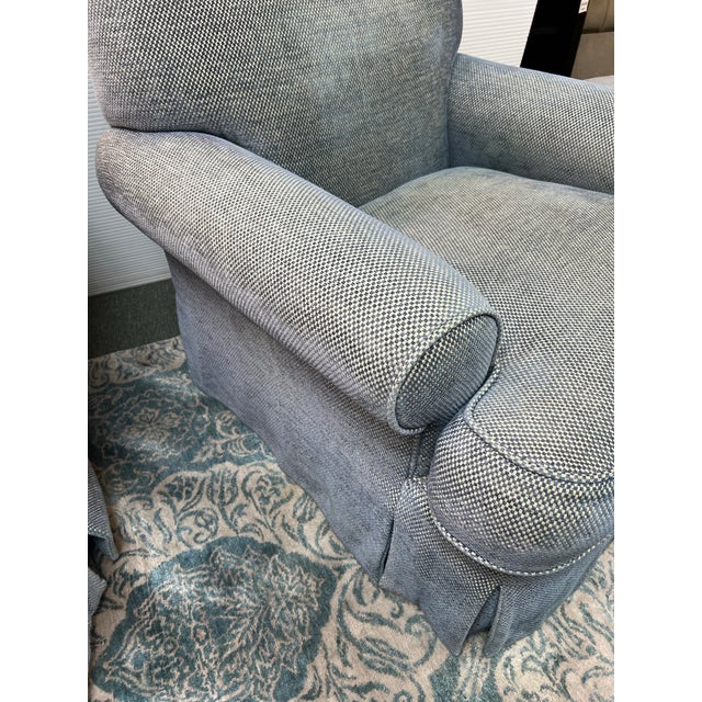 Custom Design Roll Arm Chairs + Ottoman, Set of Three For Sale - Image 10 of 12