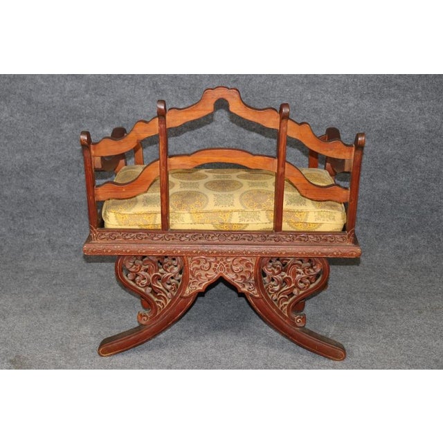 Chinoiserie 1960's Chinoiserie Style Carved Savonarola Chair For Sale - Image 3 of 10