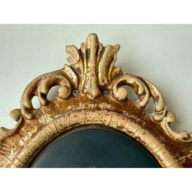 Shabby Chic Vintage Limoges France Cameo Pair of Art Plaques Carved Gilt Wood Oval Frames Mid-Century Decor For Sale - Image 3 of 12