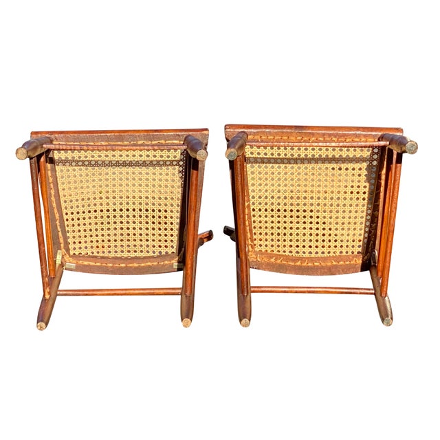 Early 19th Century Antique Pair of Tiger Maple Side Chairs With Cane