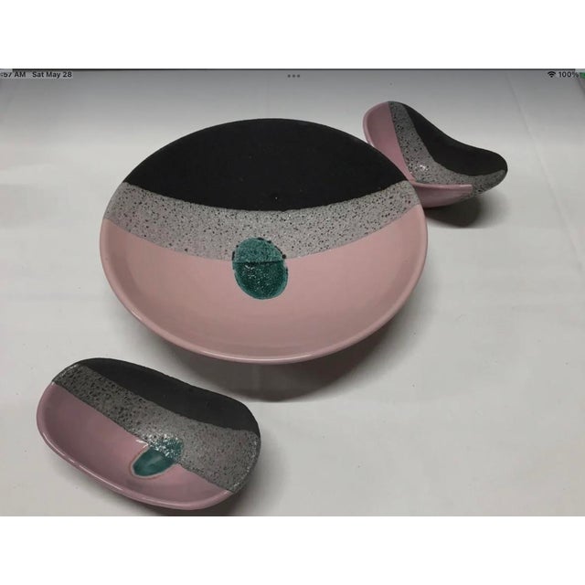Ettore Sottsass 1960s Bitossi Lava Glaze Console Bowl W Matching Accent Dish/Bowl/Candle Holders For Sale - Image 4 of 9