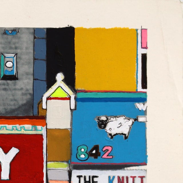 White Boom City, London - Original Contemporary London Cityscape Mixed Media Painting on Paper by Fabio Coruzzi For Sale - Image 8 of 10