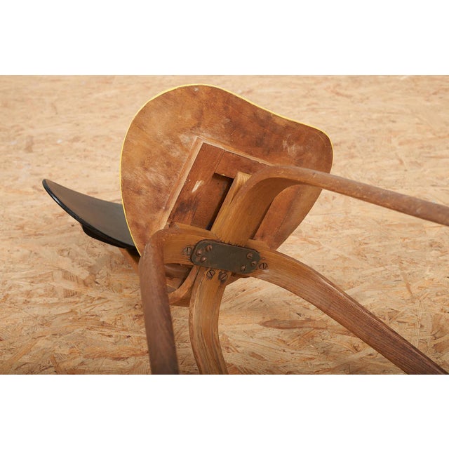 Black No. 3 Chair in Bent Beechwood and Plywood by Hugues Steiner for Steiner Paris, 1950s For Sale - Image 8 of 12