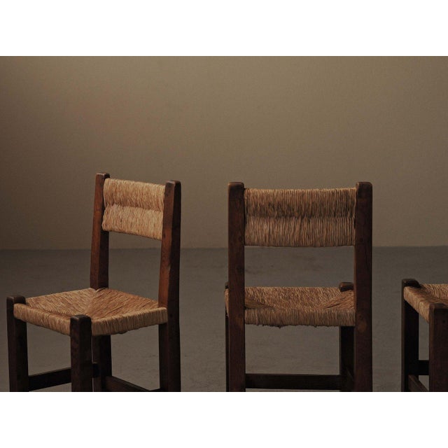 Vintage Oak and Straw Chairs, France, 1960, Set of 4 For Sale - Image 14 of 16