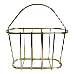 Vintage Postmodern Gold Brass Oval Magazine Rack