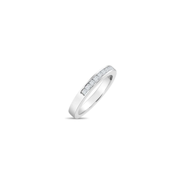 Contemporary Princess Cut Channel Set Diamond Wedding Band, Size 5 For Sale - Image 3 of 5