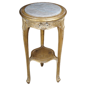 Louis XV Carved Gold Side Table with Marble Top