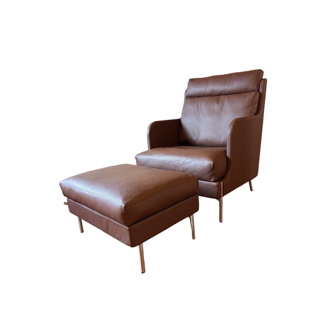 This striking Lounge Chair and Ottoman designed by Pierre Sindre, for Elersen, is compact and comfortable. The cushions...