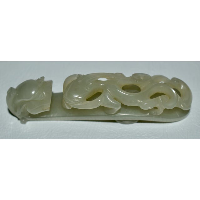Jade Antique Chinese Green Jade Dragon Belt Hook For Sale - Image 8 of 13