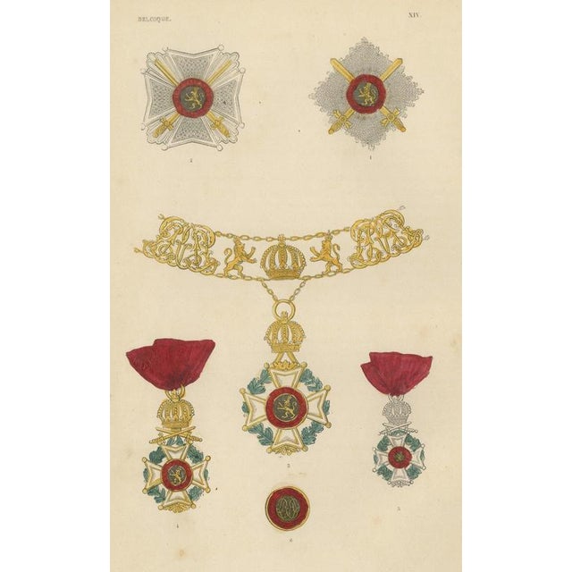 Black Plate XIV Orders of Belgium and Order of Leopold Stars Badges and Collar, 1844 For Sale - Image 8 of 8
