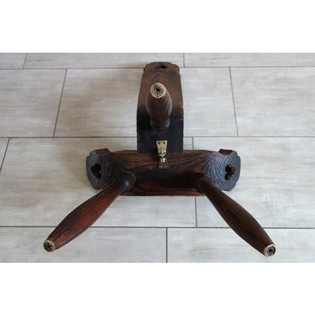 Brutalist Tripod Chair in Carved Wood, France, 1960s For Sale - Image 11 of 14