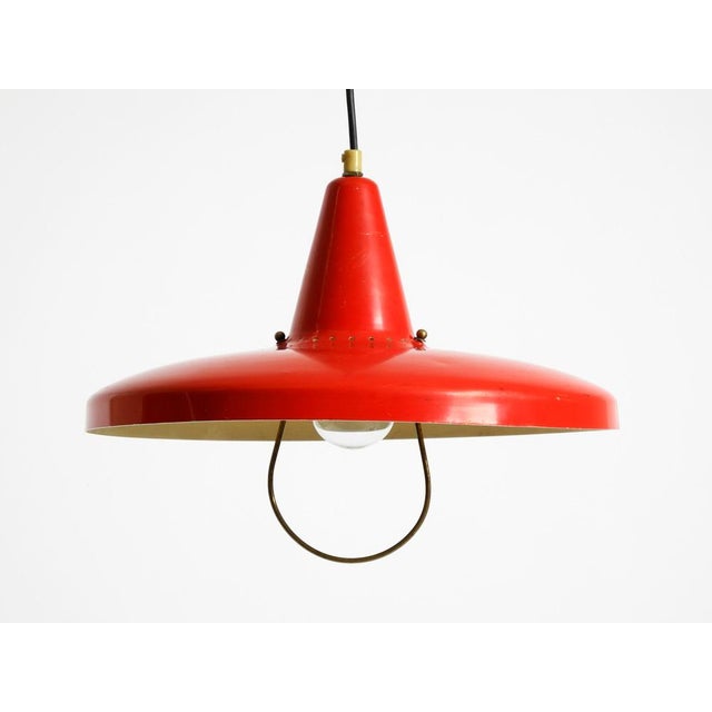 Gold Mid-Century Modern Italian Red Aluminum Pendant Lamp, 1950 For Sale - Image 8 of 18