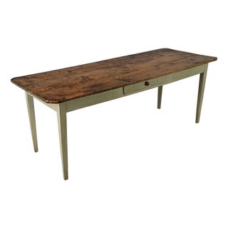 French Pine Dining Table with Painted Base For Sale