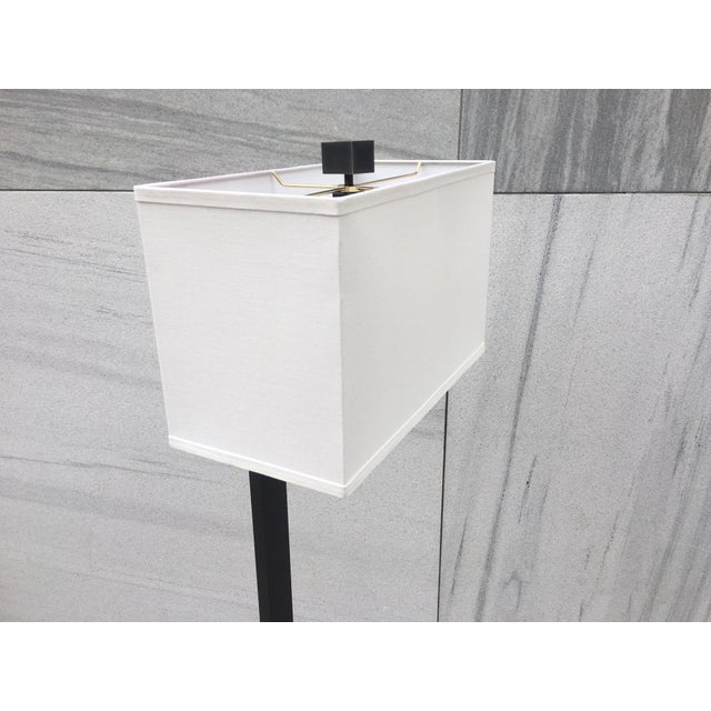 Robert Abbey Vintage Robert Abbey Modernist Black Metal Floor Lamp With Rectangular Shade For Sale - Image 4 of 10