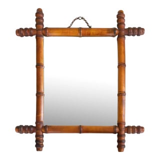 Antique French Faux Bamboo Carved Mirror For Sale
