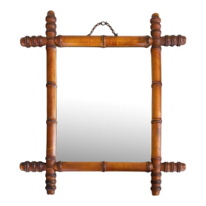 Antique French Faux Bamboo Carved Mirror